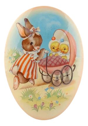 Vintage Tin Cote Dor Easter Can with Rabbit and Ducks, 1930s