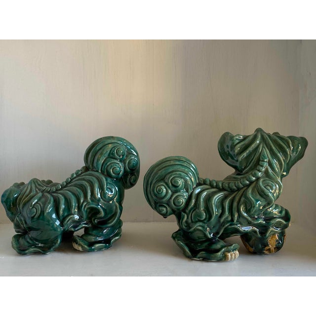 Mid Century Green Foo Dogs a Pair Chairish