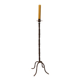 Tall Wrought Iron Blacksmith Candleholder For Sale