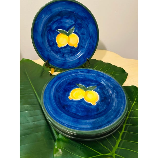 Vintage Italian Hand Painted Lemons Plates - Set of 4 For Sale In Miami - Image 6 of 11
