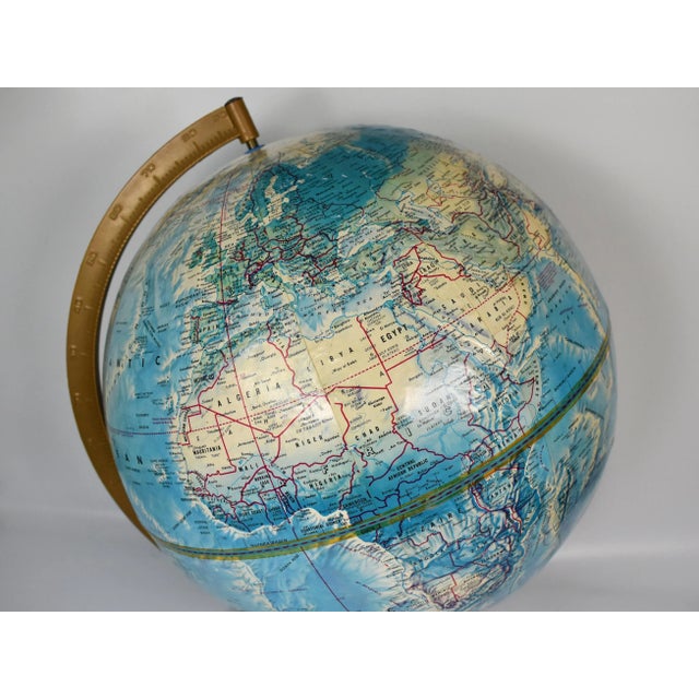 Blue Vintage Mid-Century Rand McNally World Portrait Table Top Rotating World Globe For Sale - Image 8 of 12