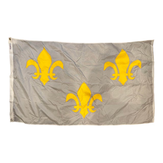 Late 20th Century Vintage French Fleur De Lis Flag For Sale