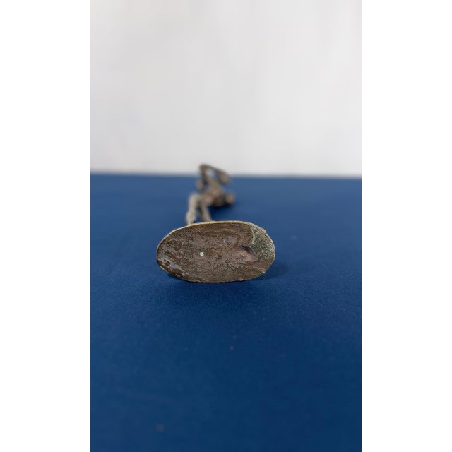1950s Mid-Century Modern Abstract Brutalist Cast Bronze Male Figure Sculpture - Giacometti Style For Sale In Houston - Image 6 of 6