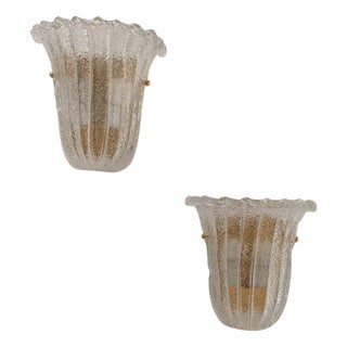 Italian Shield Sconces in Murano Graniglia Glass, 1980s, Set of 2 For Sale