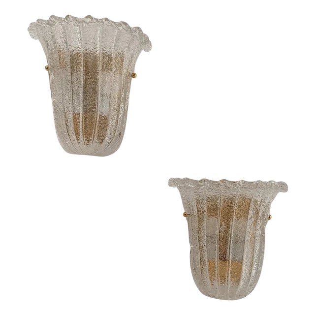 Italian Shield Sconces in Murano Graniglia Glass, 1980s, Set of 2 For Sale
