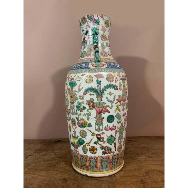 Chinese Canton Porcelain Vase, 1800s For Sale - Image 4 of 10