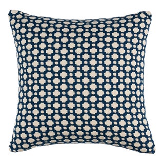 Schumacher x Celerie Kemble Betwixt 22" Pillow in Indigo/Ivory For Sale