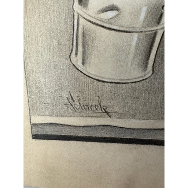 1940s Original Schrock Signed Graphite Illustration of Child With Beach Ball, Dog and Sand Pail, 13.5 × 10.75 In. For Sale In Atlanta - Image 6 of 8