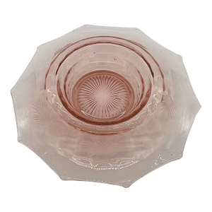 Antique Cambridge Pink Decagon 10 Sided Rolled Edge 14” Centerpiece Bowl
