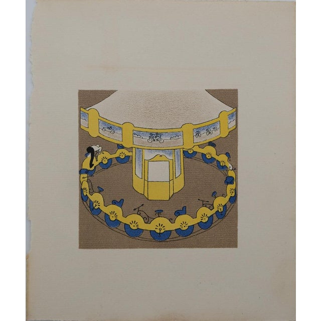 Lucien Boucher, Le manège à vélos, Lithograph For Sale - Image 6 of 6