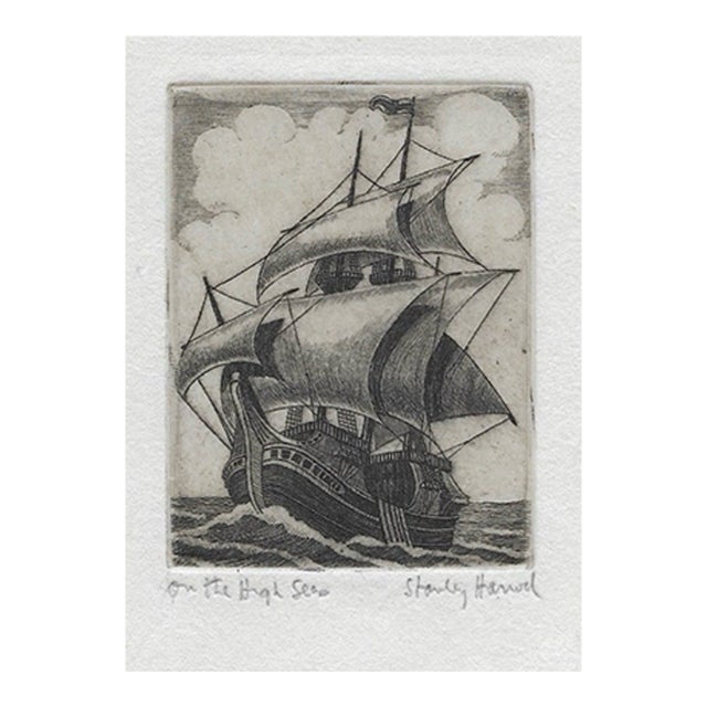 Antique Stanley Harrod on the High Seas Sailing Etching For Sale