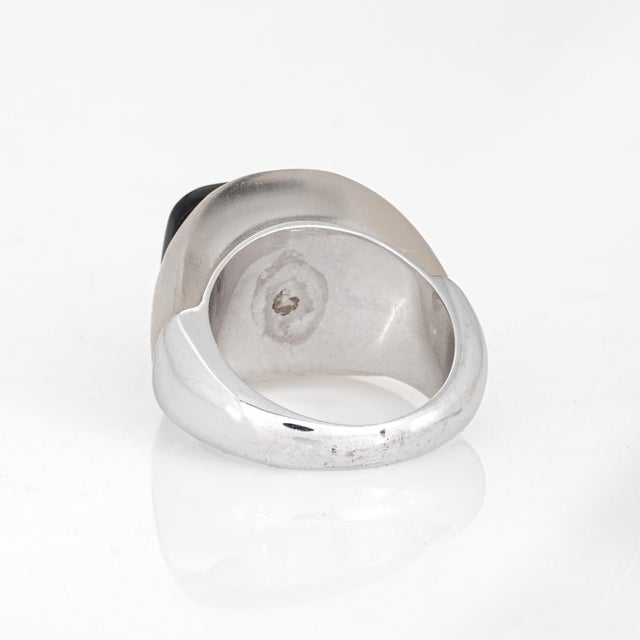 2010s Rock Crystal Diamond Dome Ring Estate 18k White Gold Sz 6.5 Cocktail Jewelry For Sale - Image 5 of 7