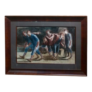 Carl Hugo Beetz "Taking the Baseball Field" Mixed Media Painting For Sale