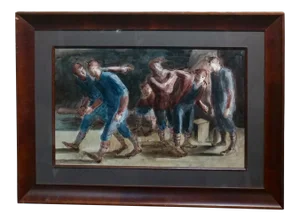 Carl Hugo Beetz "Taking the Baseball Field" Mixed Media Painting