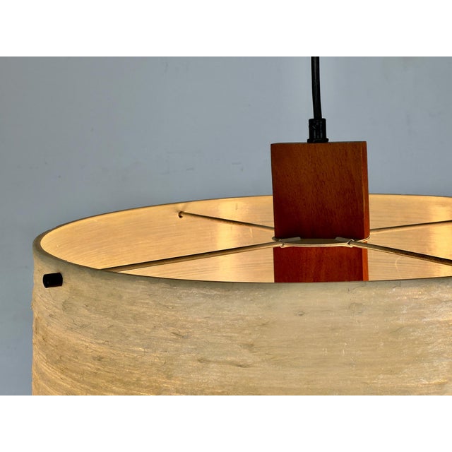 Mid-Century Modern Vintage Pendant Lamp in Teak and Fiberglass by Erco, 1960s For Sale - Image 3 of 15