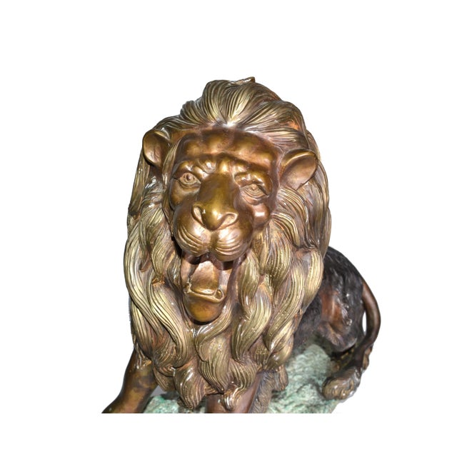 1920s Heavy Solid Bronze Lion Sculpture For Sale - Image 5 of 10