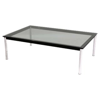 Chromed Steel Glazed LC10 Rectangular Coffee Table in the Style of Le Corbusier For Sale