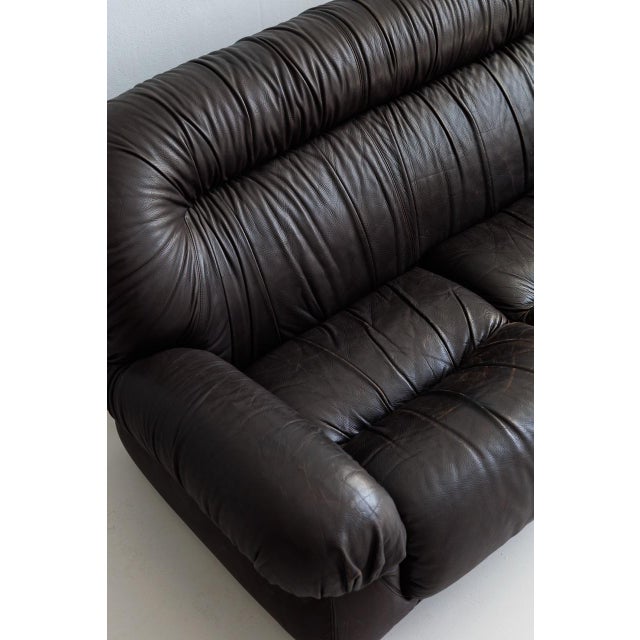 Vintage Brown Three-Seater Leather Sofa, 1970s, in Very Good conditions. Designed 1980 to 1989