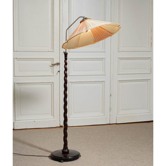 Art Nouveau Floor Lamp with Twisted Wood Stand, 1940s For Sale - Image 11 of 12