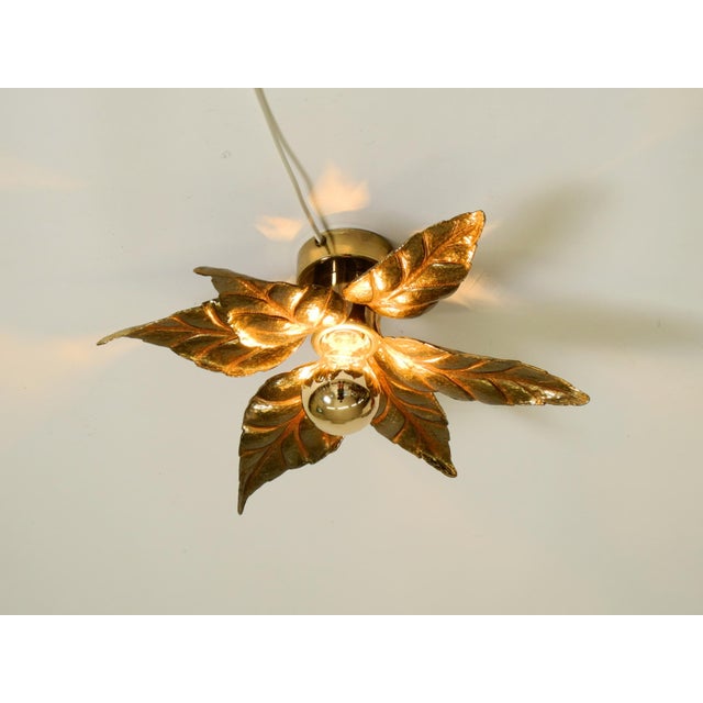 Gold Brass Flush Mount Lamp by Willy Daro, 1970s For Sale - Image 8 of 18
