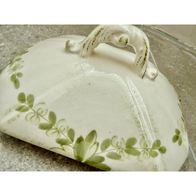 Soup Tureen and Lid in ‘Borgo Antico’ by Vietri of Italy, Olive Green Landscapes With Buildings Hand Painted an Off White Porcelain Ground For Sale - Image 11 of 12
