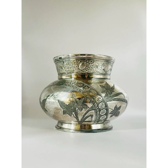 Silver Vintage Silver-Plate Floral Jardiniere For Sale - Image 8 of 8