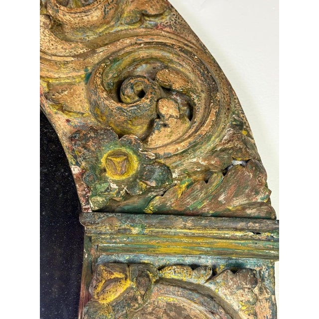 Wood Antique Carved Giltwood Arch-Top Mirror, Continental Europe, 18th–century For Sale - Image 7 of 12