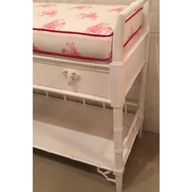 White Vintage Lilly Pulitzer Girls Faux Bamboo Lacquered Baby Changing Table For Sale - Image 8 of 12