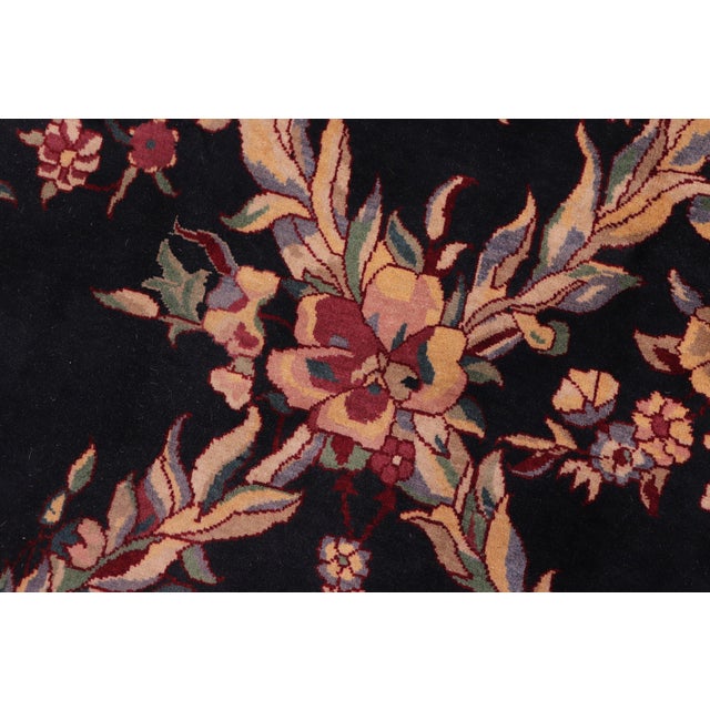 Art Nouveau Basan Pak-Persian Black/Black Wool Rug - 9'2'' X 12'3'' For Sale In New York - Image 6 of 9