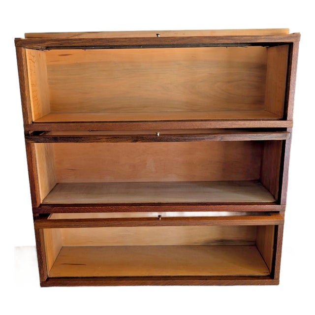 Antique Globe--Wernicke 3 Section Oak Barrister Bookcase E 01240 Circa 1910 For Sale