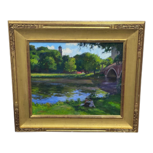 Circa 2002 Gary David Hoffmann "By the Charles River" Oil on Canvas, Framed