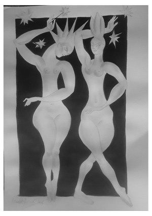 Veronika Issaeva-Agenos, Dancing with the Stars, 2016, Gouache and Pencil Drawing
