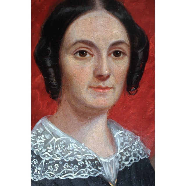 Biedermeier Artist, Portrait of a Young Lady Seated, Oil on Canvas, 1840, Framed For Sale - Image 11 of 14