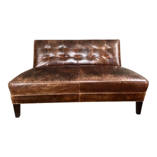 Mitchell Gold + Bob Williams Saddle-Leather Loveseat For Sale