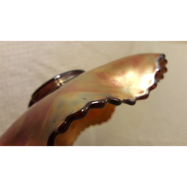 Folk Art Fenton Amethyst Dragon and Lotus Carnival Glass Bowl For Sale - Image 3 of 6