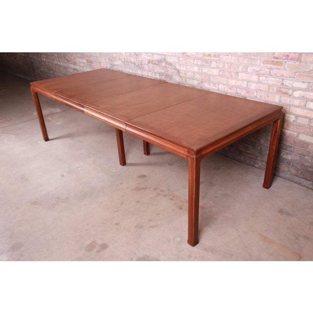 Mid-Century Modern Edward Wormley for Dunbar Janus Collection Walnut Extension Dining Table, Newly Restored For Sale - Image 3 of 13