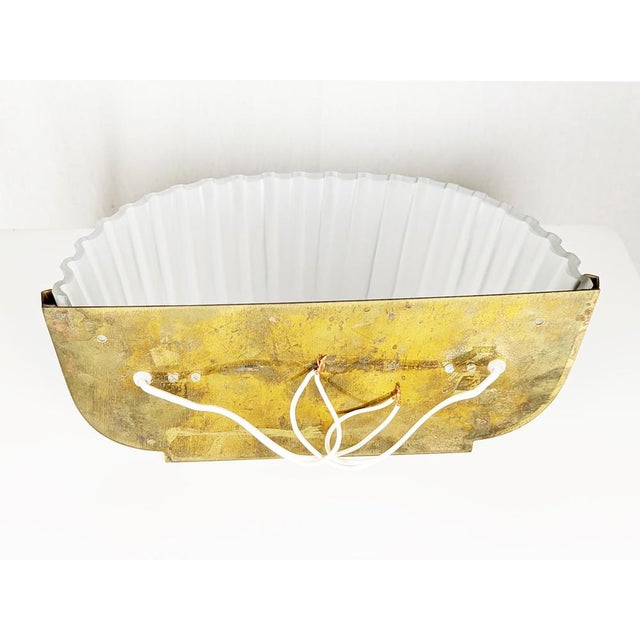 Gold Mid-Century Italian Brass and Molded Glass Sconce For Sale - Image 8 of 9
