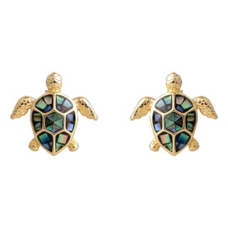 Ocean Spirit Turtle Pearl Stud Earrings, A Pair For Sale