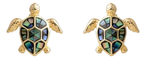 Ocean Spirit Turtle Pearl Stud Earrings, A Pair