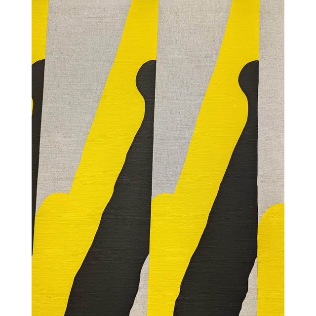 2010s Emmanuel Araujo "Aviero" Contemporary Blue, Yellow & Black Geometric Hard-Edge Abstract Painting, 2018 For Sale - Image 5 of 10