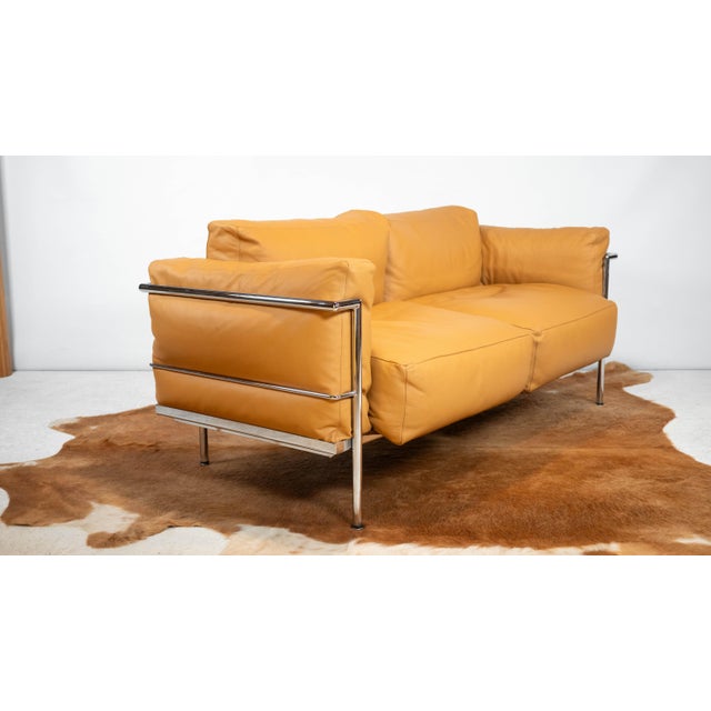 Brown Le Corbusier Lc3 Grand Confort Attributed Loveseat Sofa For Sale - Image 8 of 18