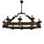Leather and wrought iron chandelier In the manner of Jacques Adnet and Jean-Pierre Ryckaert Stitched saddle leather Will...
