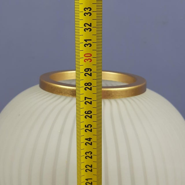 Vintage Table Lamp in Brass with Opaline Murano Glass Sphere Lampshade, 1960s For Sale - Image 12 of 13