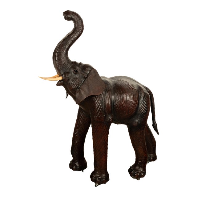 1930s Liberty of London Life Size Leather Baby Elephant Glass Eyes For Sale