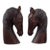 Vintage Equestrian Horse Head Sculptures in Dark Carved Wood - A Pair For Sale