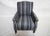 Blue Stripped Upholstered Armchair Upholstered in Cisco Home's organic stripped "Kayan Indigo" fabric, composed of a...