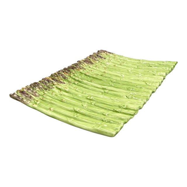 Vintage Asparagus Ceramic Serving Platter / Tray – Majolica Style / Country French For Sale