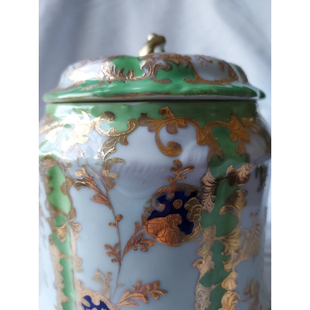Late 19th Century Nippon Jade and Gold Porcelain Biscuit Jar For Sale - Image 10 of 12
