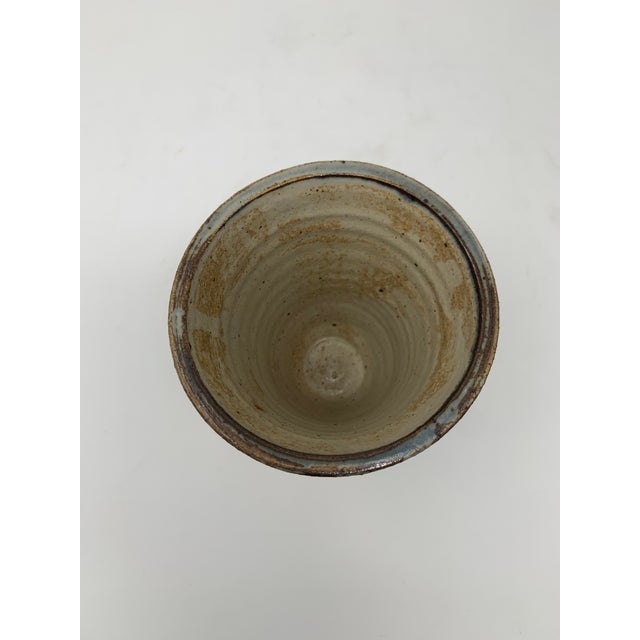 Cornflower Blue 1960s Blue and Brown Detailed Vase For Sale - Image 8 of 11