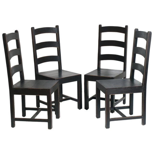 Ebonized Solid Oak Art Deco Dining Chairs, 1930s, Set of 4 For Sale - Image 9 of 9